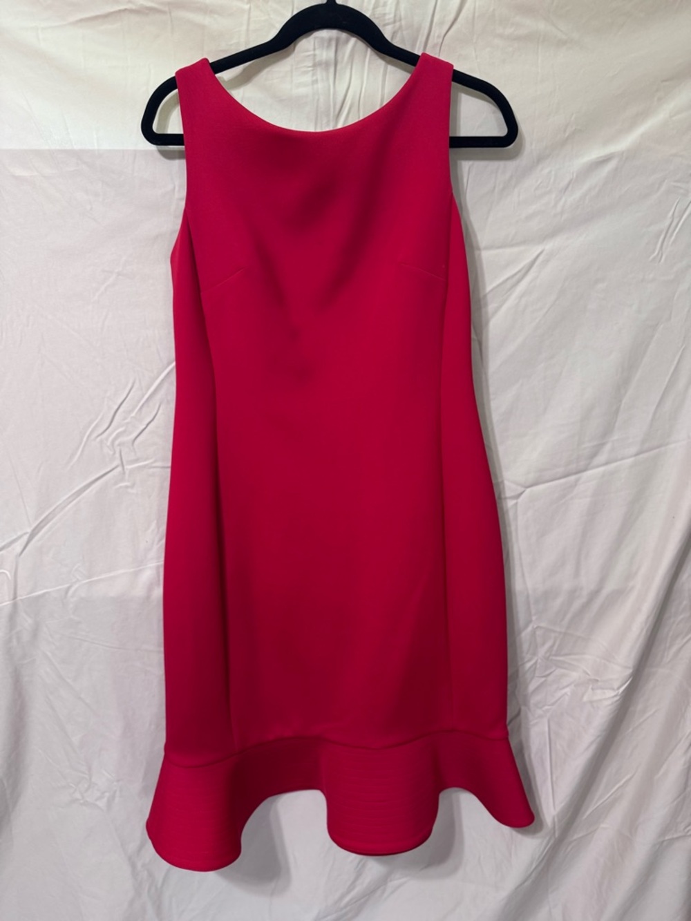 Calvin Klein Sleeveless Fuchsia Midi Dress with Flounced Hem
